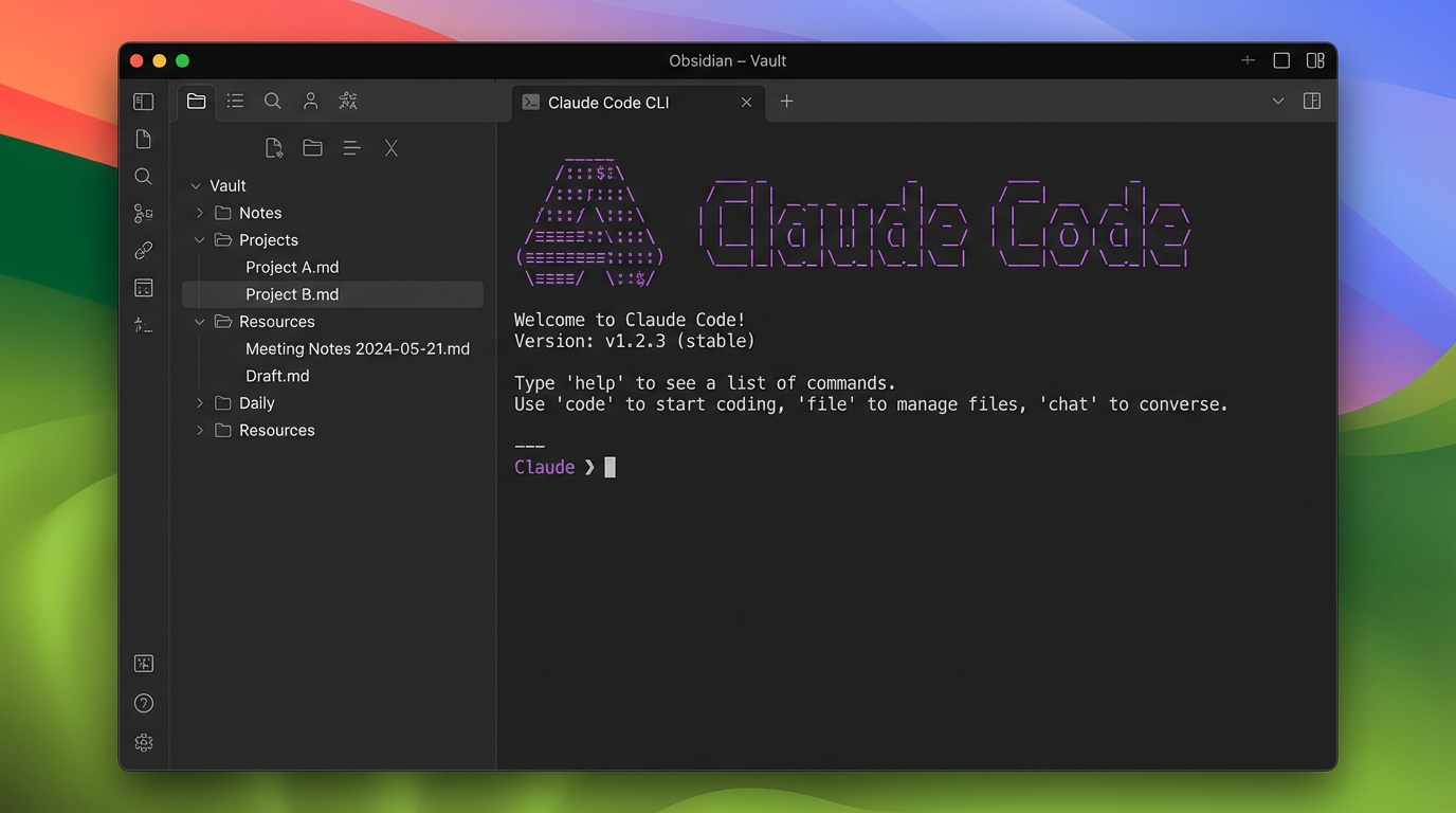 Claude running in Obsidian