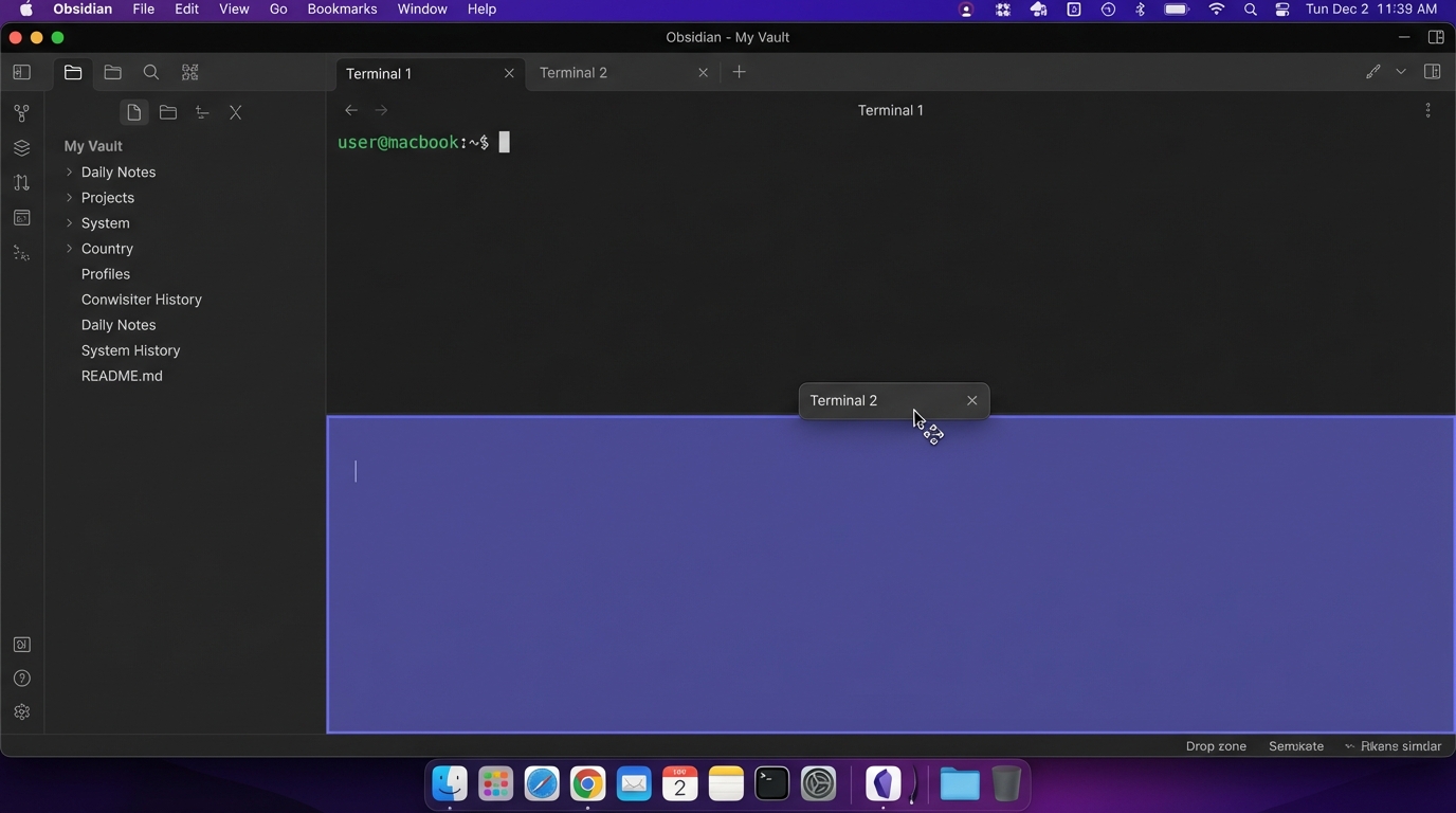 Dragging tab vertically